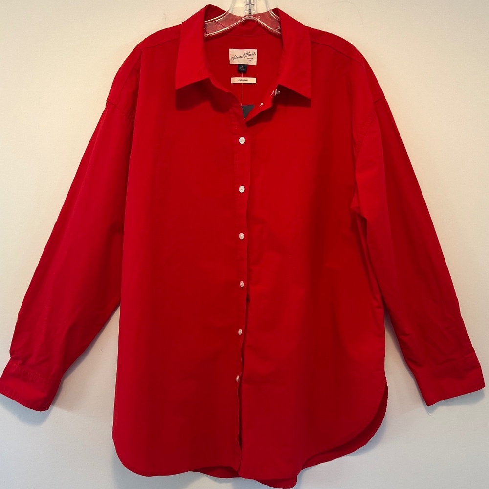 Universal Threads NWT Mens Red Cotton Button down Shirt Office Business Sz. LG